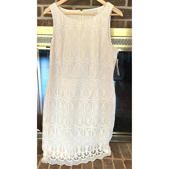 Katherine Kelly Sunglow Decorative White Sleeveless Dress NWT Size 14 - Picture 1 of 5